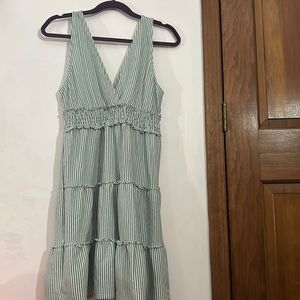 Green striped dress